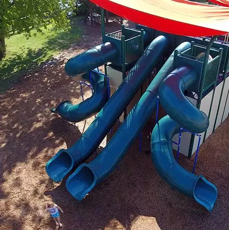Blue slides at the Children's Playground at African Lion Safari